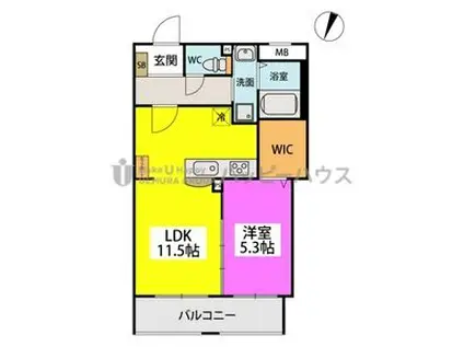 ボヌールII(1LDK/1階)の間取り写真