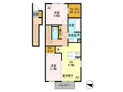 AIX西新発田(2DK/2階)の間取り写真