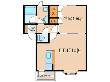 スカイロードマンション(1LDK/2階)の間取り写真
