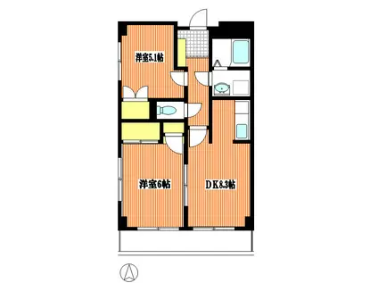 CAMP BELL 多摩川(2DK/2階)の間取り写真