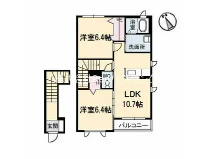 シャーメゾンエピナール F棟(2LDK/2階)の間取り写真