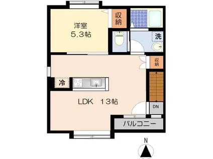 北総線 秋山駅 徒歩5分 2階建 築10年(1LDK/2階)の間取り写真