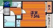 CALME栄町(ワンルーム/2階)の間取り写真