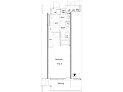 ベルヴュコート湘南(1K/4階)の間取り写真