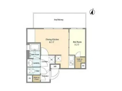 SUNIVAS飯田橋(1DK/5階)の間取り写真