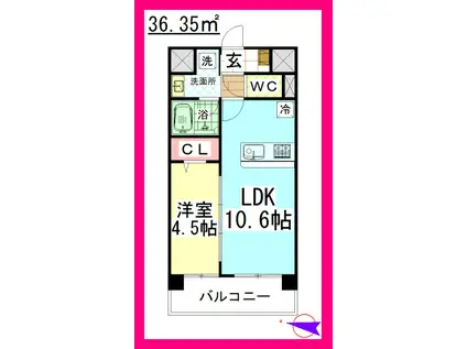SFエスペランス湘南(1LDK/1階)の間取り写真