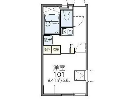 レオパレスエルパセオIII(1K/1階)の間取り写真