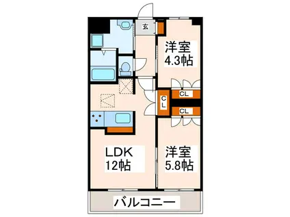 KANNA-KAMUI(2LDK/3階)の間取り写真