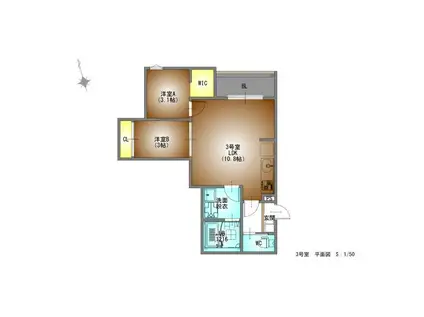 REGALEST中村日赤(2LDK/3階)の間取り写真