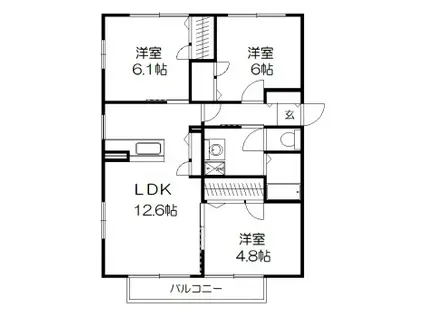 サリュコパン(3LDK/1階)の間取り写真