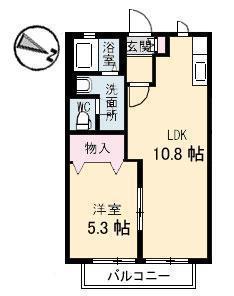 ブリランテ東福山(1LDK/2階)の間取り写真