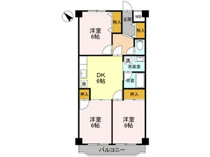 D-ROOM パークシティ406(3DK/4階)の間取り写真