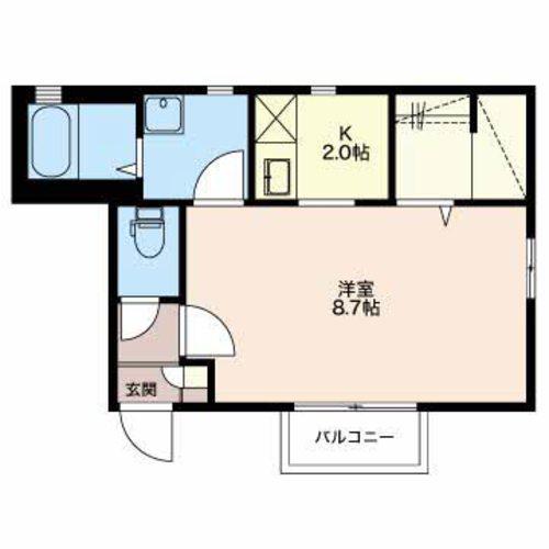 シャルム城東A(1K/2階)の間取り写真