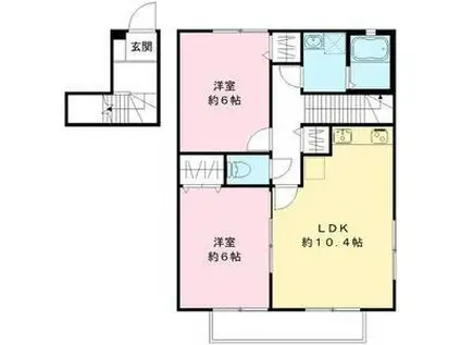 トレジャー御幸II(2LDK/2階)の間取り写真