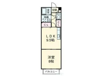 イザットパレス下馬(1LDK/1階)の間取り写真