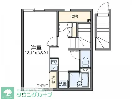 レオネクストあけぼの(1K/2階)の間取り写真