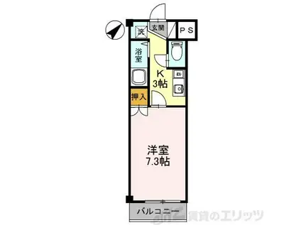 ローズハイツT・K(1K/3階)の間取り写真