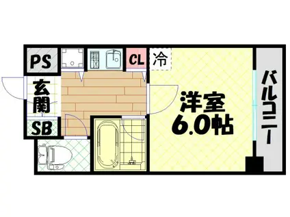 シティライフクラウンハイム長堀通(1K/2階)の間取り写真