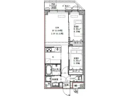 GENOVIA六町(2LDK/3階)の間取り写真