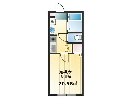 ローゼンハイム(1K/1階)の間取り写真
