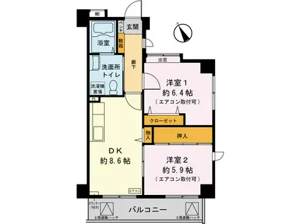 サンリーフ保土ヶ谷(2DK/1階)の間取り写真