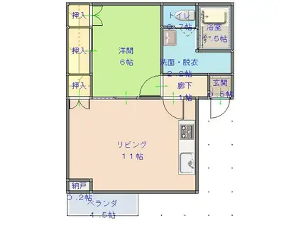 ソリタリオ(1LDK/2階)の間取り写真