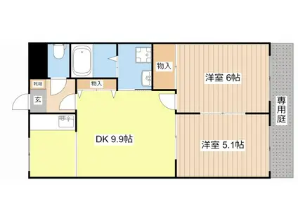 KSSQUARE(2DK/1階)の間取り写真