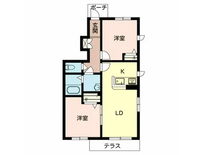 シャーメゾン・クレールB棟(2LDK/1階)の間取り写真