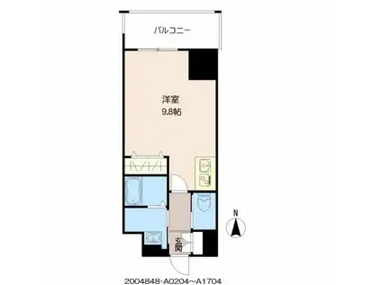 ジェイグランコート大濠公園(ワンルーム/10階)の間取り写真