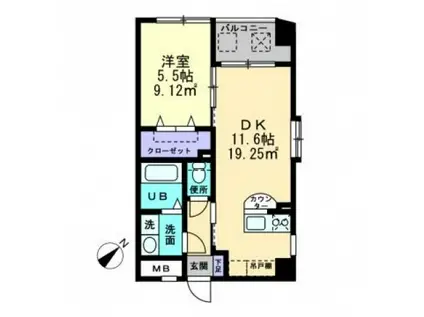 ブエナペスカデリア(1LDK/4階)の間取り写真