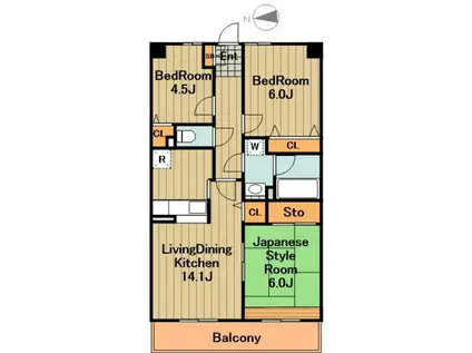 フォレストパーク相模原(3LDK/2階)の間取り写真