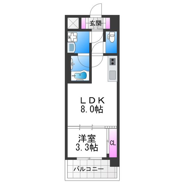 スプランディッドあびこ駅前DUE(1LDK/8階)の間取り写真