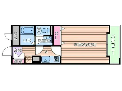 メゾンドヴィレ大阪城公園前(1K/21階)の間取り写真