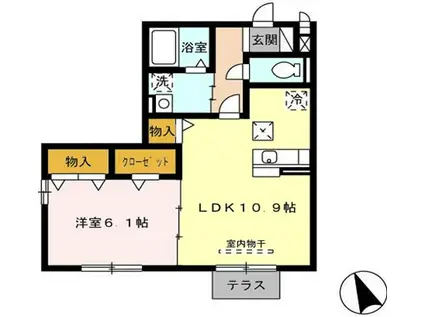 VILLA YAMATE C(1LDK/2階)の間取り写真