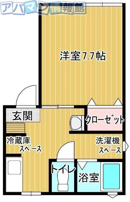 ヴィラサンタモニカB(1K/2階)の間取り写真
