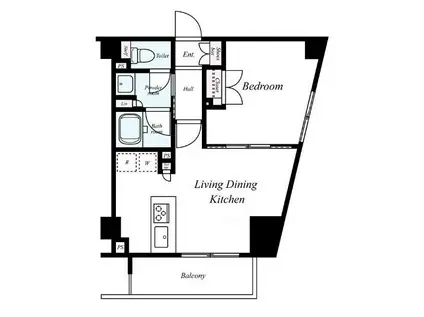 ウィスティリア大森山王(1LDK/4階)の間取り写真
