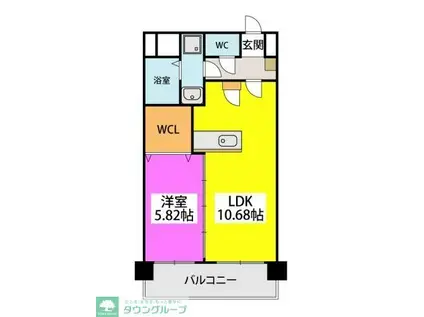 グーフィー平尾(1LDK/9階)の間取り写真