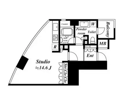 マジェスタワー六本木(ワンルーム/18階)の間取り写真