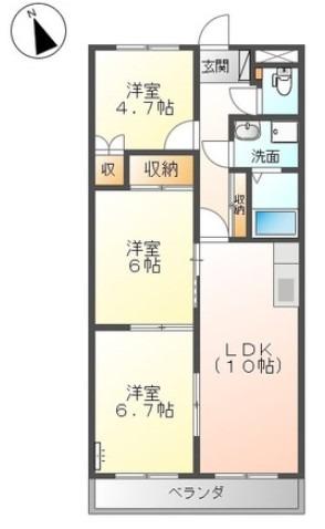 シャトレーン(3LDK/2階)の間取り写真