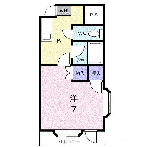 メゾンセシボン・E(1K/1階)の間取り写真