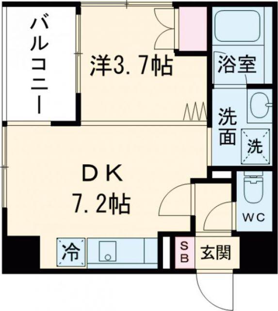 アーバン伏見(1DK/9階)の間取り写真