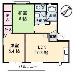 スターガーデン長府ステラ(2LDK/1階)の間取り写真