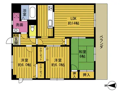 リバーサイド杵築I(3LDK/3階)の間取り写真