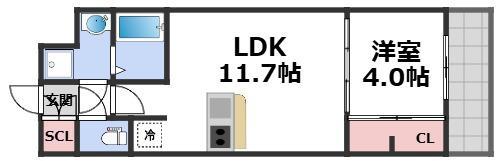 ミラージュパレス本町DEPART(1LDK/3階)の間取り写真