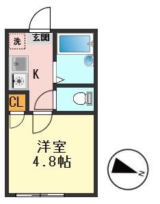 ノーザンロード小岩(1K/1階)の間取り写真