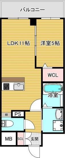 VITA荒本(1LDK/5階)の間取り写真