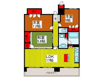 オーベルタワー川口コラージュ(3LDK/21階)の間取り写真