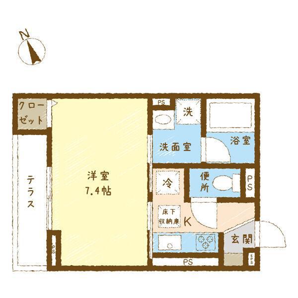 ボヌールB(1K/3階)の間取り写真