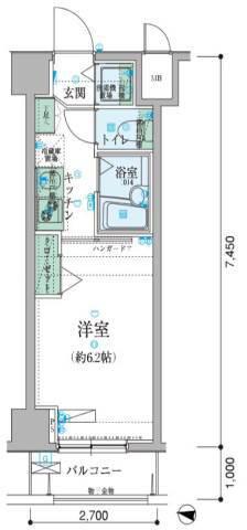 リヴシティ横濱新川町(1K/3階)の間取り写真