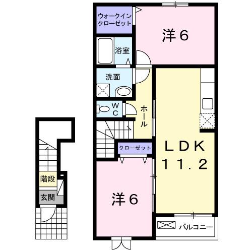 ファミーユ・H1(2LDK/2階)の間取り写真
